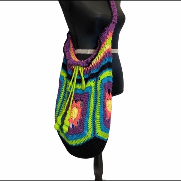 Crochet Boho Bag Cotton Multi-colored - Picture 3 of 3